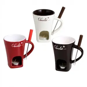 Ice Cream Cheese Chocolate Melting Pot Ceramic Hotpot with Fork Heater, Ceramic Heating Oven, Candle Heating, Chocolate Fondue, Food Warmer