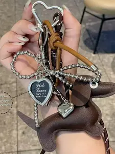 Adorable Weimaraner Dog Keychain, Unique Car Key Ring, Bag Charm, Braided Lanyard, Heart Frame Key Holder, All-Season Accessory