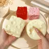 Cheese Cube Squishy Toy - Yellow, Pink, Red & Green, Soft Moldable Petroleum Jelly-Filled Squeeze Ball, 6cm/7cm Squishy Fidgets ASMR Stress Relief Toy for Ages 12+, Unisex Anxiety Relief Sensory Toy