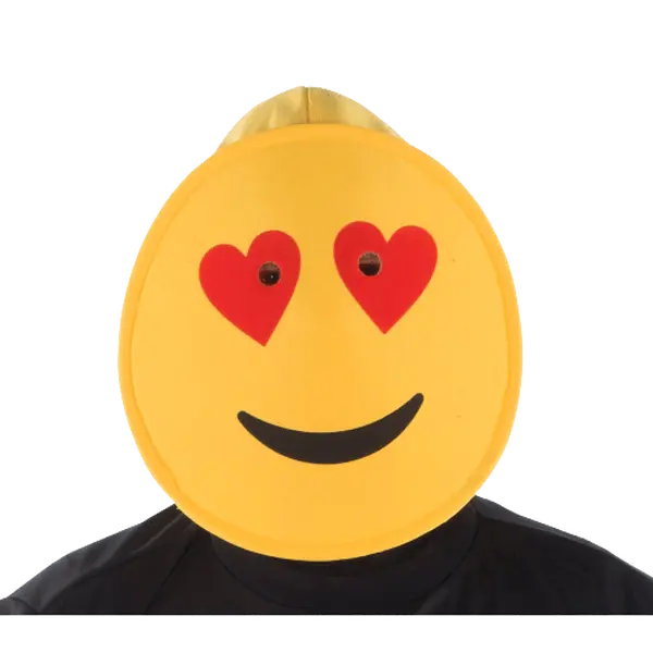 Smiling Hearts Emoji Mask For Adults | Breathable Full Head Costume Mask with Velcro Closure - Funny Costume Accessory for Halloween, Birthdays, & Theme Party