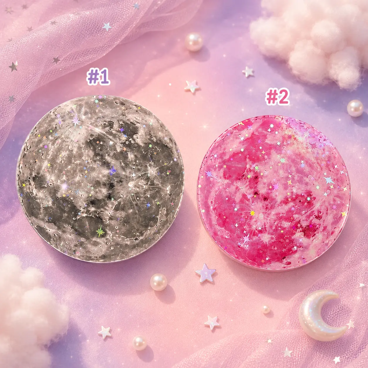 Holographic Galaxy Marble Magnetic Phone Grip Set, Glitter Acrylic Phone Grip & Stand, Celestial Aesthetic Phone Holder