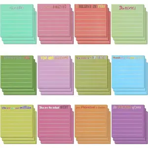 24 Motivational Sticky Notes, Cute Office Supplies for Teachers and Nurses, 3 x 3 Inches Inspirational Notes for Positive Work Environment