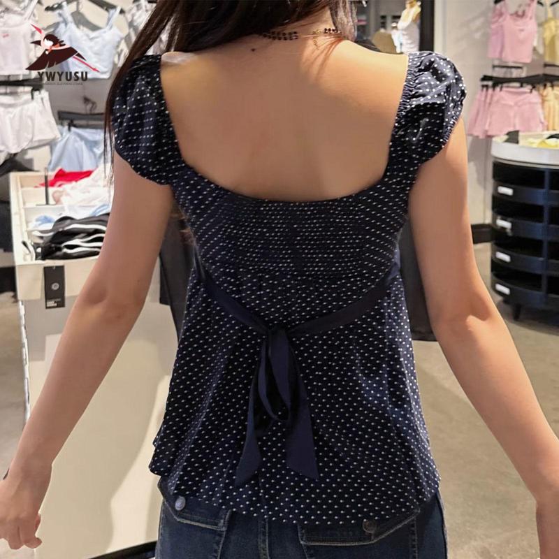 Women's Y2k Fairy Grunge Polka Dots Shirts Babydoll Lace Patchwork Bow Crop Tee Tops Aesthetic Coquette Clothes Women's Y2k Fairy Grunge Polka Dots Shirts Babydoll Lace Patchwork Bow Crop Tee Tops Aesthetic Coquette Clothes
