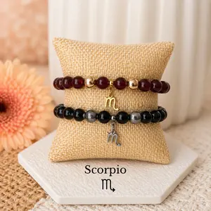 Scorpio Zodiac Bracelet Black Obsidian Garnet Hematite | Protection Strength Transformation | Crystal Jewelry Gift