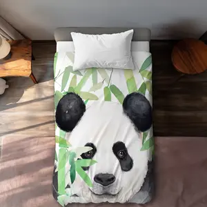 Begin Home Decor C1DCTXLW8WSYLO Hidden Panda in Bamboo Twin Size Extra Long Duvet Cover - Bedroom Botanical Decor