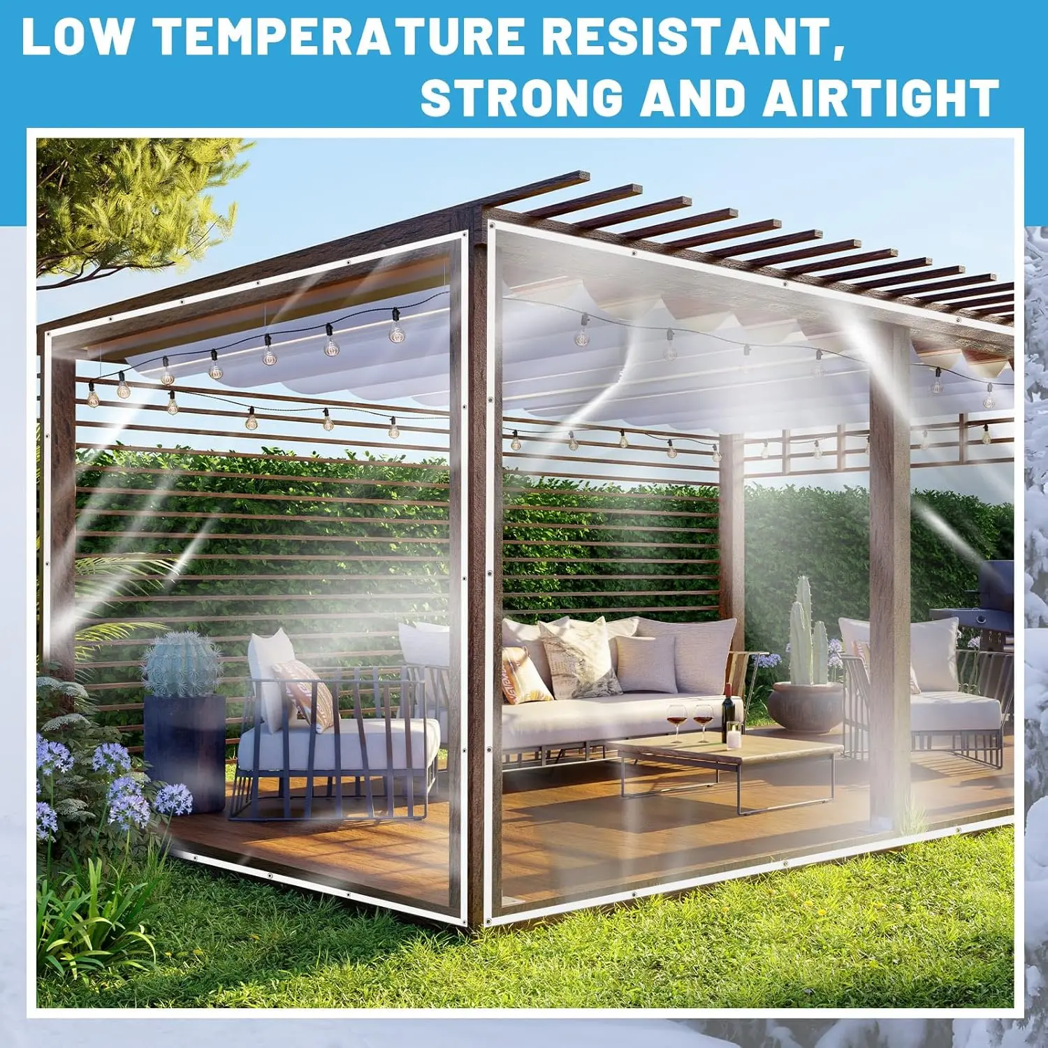 Heavy-Duty Clear Vinyl Tarpaulin - 10x13 ft Outdoor Transparent Waterproof Canopy with Reinforced Circular Fixing Devices, Windproof Portable for Patios dustproof protection rivet reinforce Car Plants