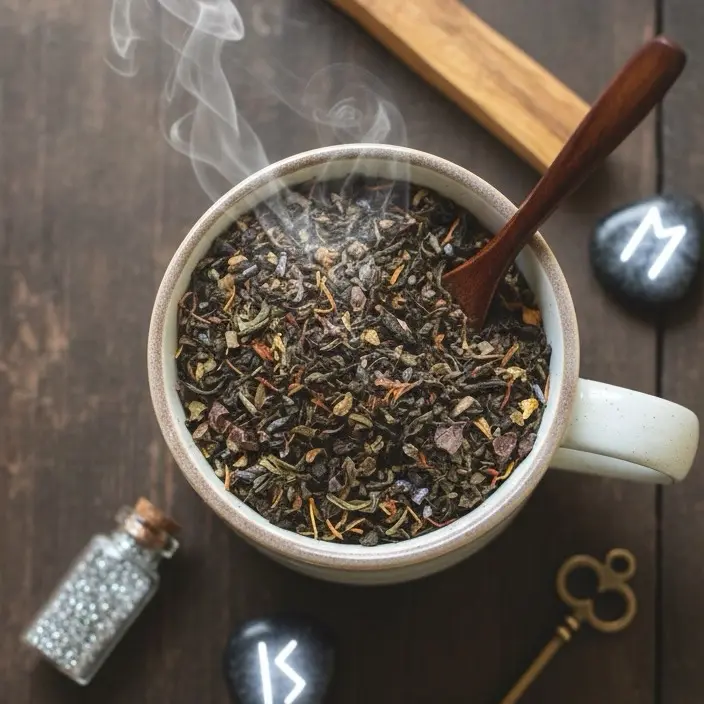 Breaking a Spell - Looseleaf Tea Blend with High Caffeine Toasted Mate Cocoa Nibs & Kola Nut - Intentionally Crafted for Tea Enthusiasts - Beverage