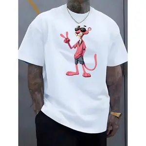 Men's Cotton Casual T-Shirt,  Panther Pink Print