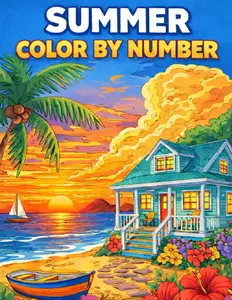 Summer Color By Number Coloring Book: Large Print Summer Season Coloring For Adults, Seniors and Kids