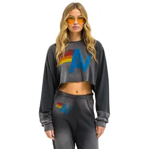 VINTAGE LOGO CROPPED CREW SWEATSHIRT RELAXED - FADED SMOKE
