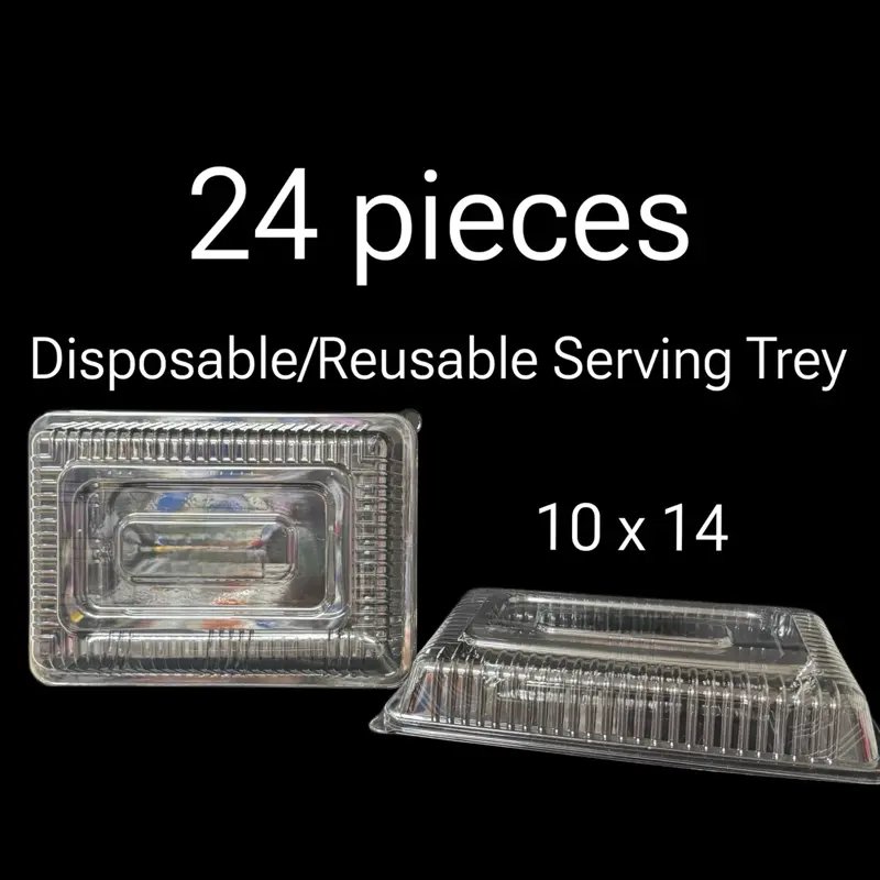Case of Disposable/Reusable Plastic Serving Trays with Lid (24 Pieces)