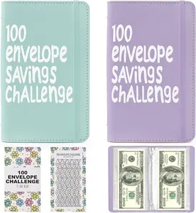 100 Envelopes Money Saving Challenge, Motivational Savings Challenge Binder, Durable Cash Organizer with Inspiring Quotes, Savings Challenges Book to Plan and Save $5,050