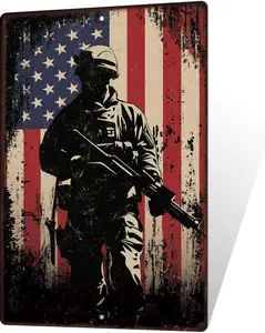 Patriotic Metal Tin Sign, Funny American Patriotic Man Tin Sign, American Flag Tin Sign 4th of July Vintage Metal Poster Wall Decor for Man Cave Bar Party Garage Outdoor