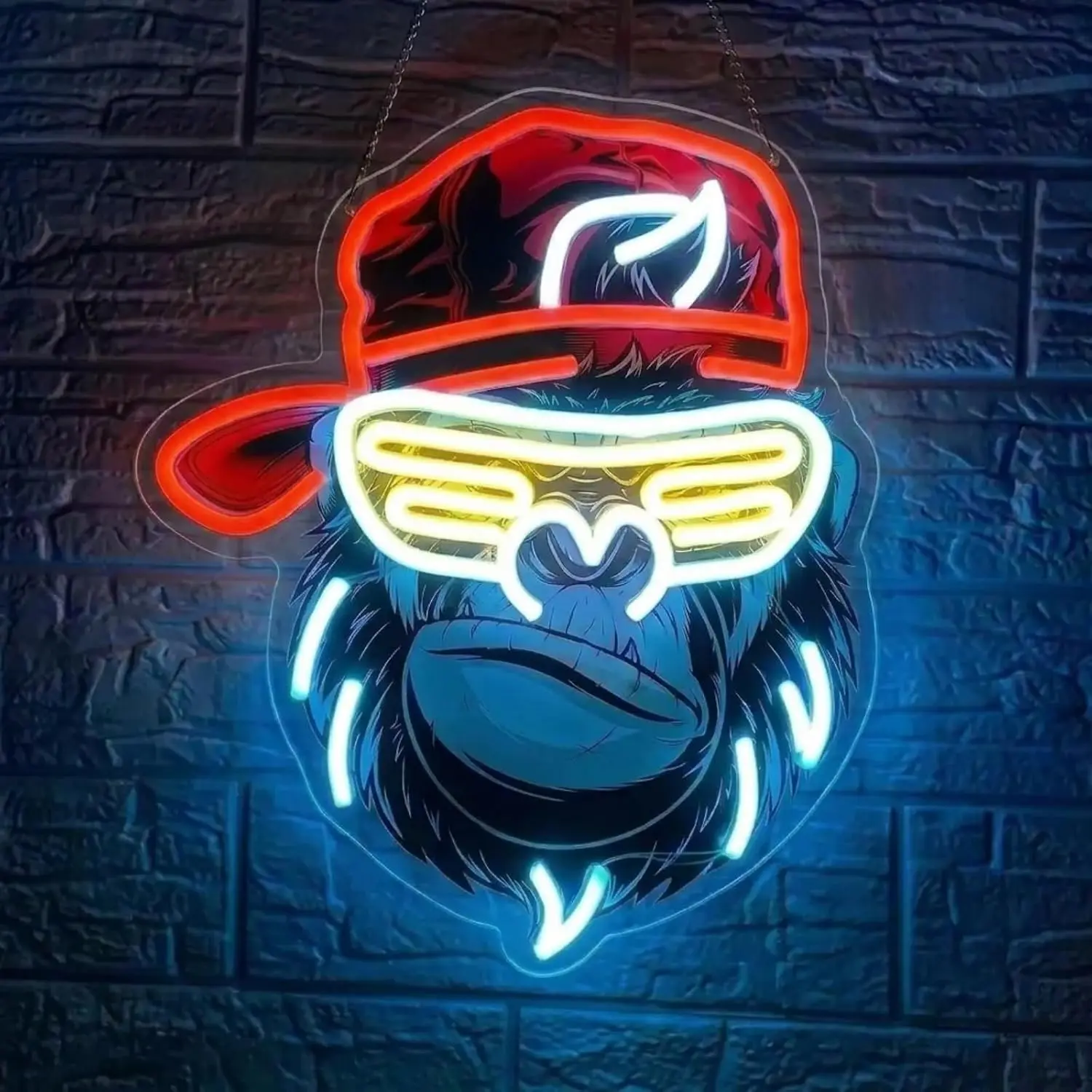 Gorilla Neon Light, Cool Gorilla LED Neon Sign for Wall Decor, USB Powered with Adjustable Brightness, Perfect for Man Cave, Game Room, Bar, Bedroom Decor