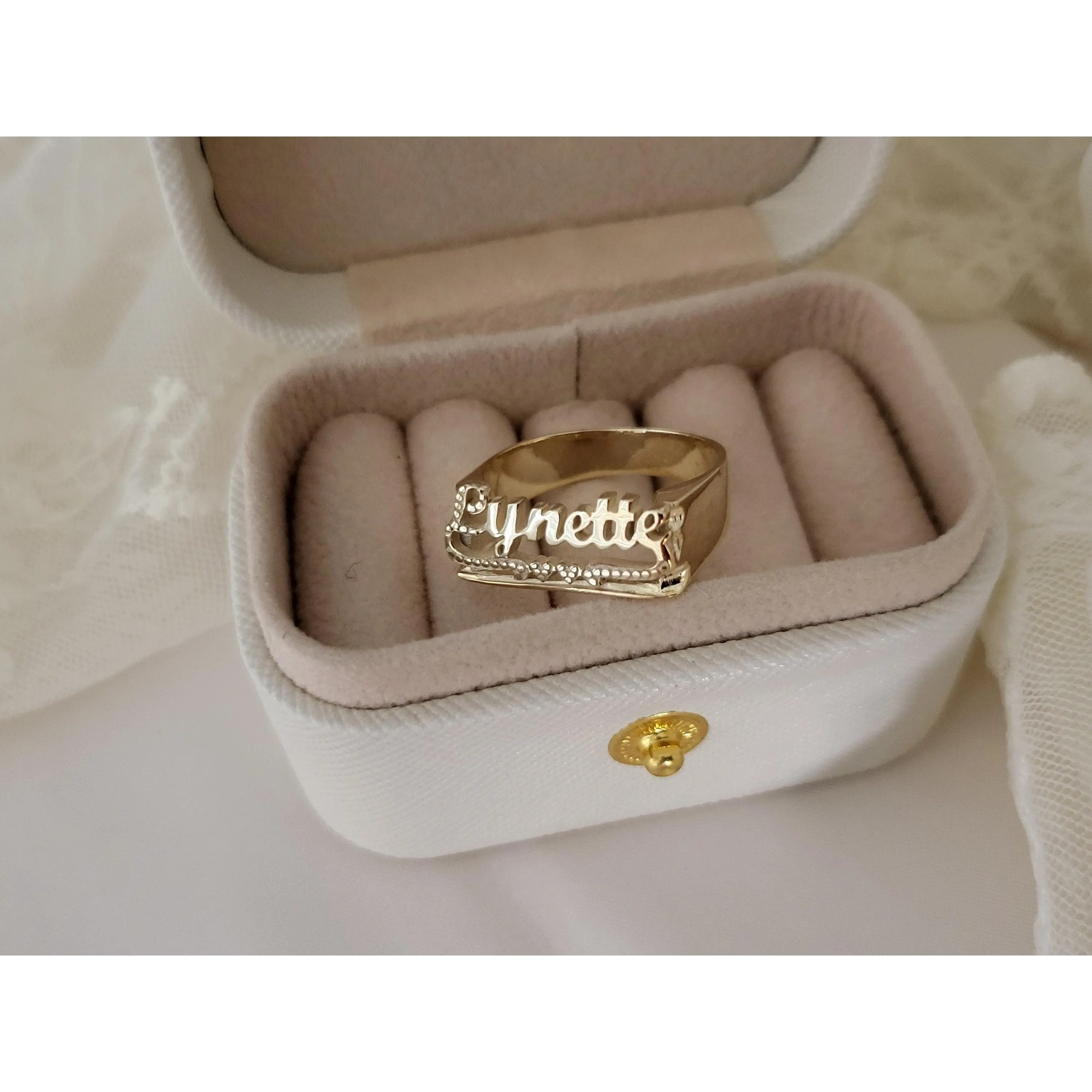 Gold Filled Name Engraved Custom Ring with Certificate - Nickel-Free, Tarnish-Free, Waterproof Everyday Wear Costume Jewelry