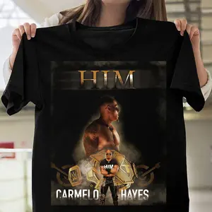 Carmelo Hayes Black T-Shirt – High Energy Wrestling Star Graphic Tee, Unisex Casual Fanwear