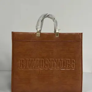 Rizzostyles Brown Crocodile Embossed Tote Bag with Soft Handles and Durable Construction