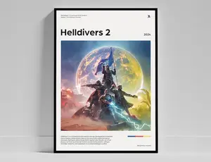 Helldivers 2 Poster Unframed, Helldiver Video Game Print, Super Earth Gaming Wall Art. HELLDIVERS Dive Harder Cover Art, Game Art, Gamer Gift, Video Game art, Gamer Print, Gamer Wall Decor