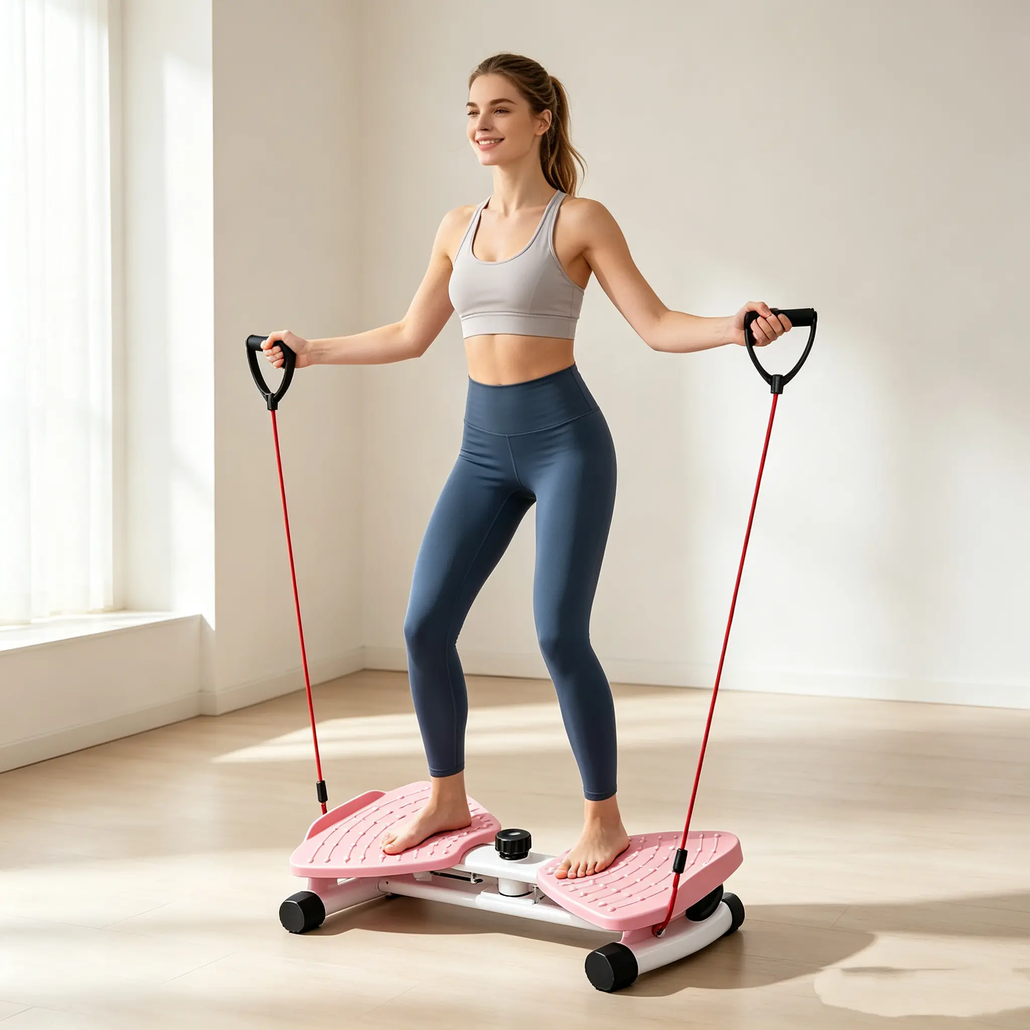 Portable Home Twist Exercise Trainer with Resistance Bands, Indoor Strength Training Equipment, Compact Home Fitness Gear for Daily Workout