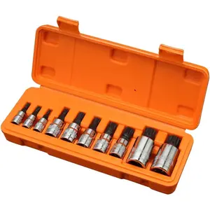 XZN Triple Square Spline Bit Socket Set, 10 count, Metric sized, M4 - M18 Set,  chrome vanadium Alloy Steel, with Molded Case