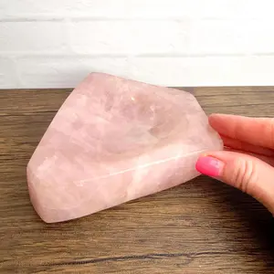 Rose Quartz Bowl / Tray | Polished Pink Crystal Dish | 5” #64