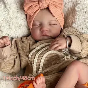 Reborn Baby Doll 20 Inch Sleeping Position Lifelike Baby Doll Soft Cloth Body Comes with Clothes and Plush Doll Gift for Kids Over 3 Years Old Soft Weighted Dolls Soft Pinch