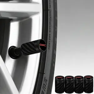 4pcs Suitable for GMC car tire valve caps, carbon fiber modification, universal anti-theft valve core, leak-proof and air release cover