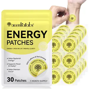 Acential Labs Energy Patch, Caffeine & Ginseng Ingredients, Caffeine Energy Boost, Focus & Vitality, Suitable for All, Office, Sports, Rest, 1 Bag of 30 Pcs