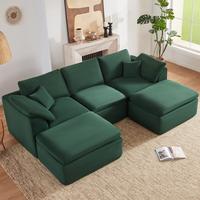 Green-3Seats+2Ottoman
