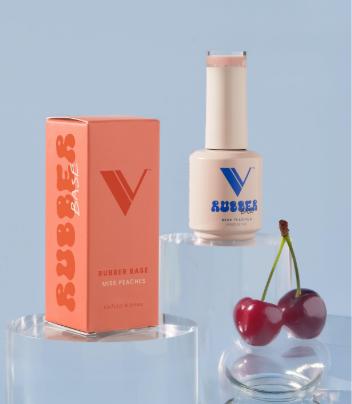 V Beauty Pure Miss Peaches Rubber Base - 10ml Flexible Gel Nail Polish for Short Nails & Natural Breakage - Self-Leveling Soak-able Formula