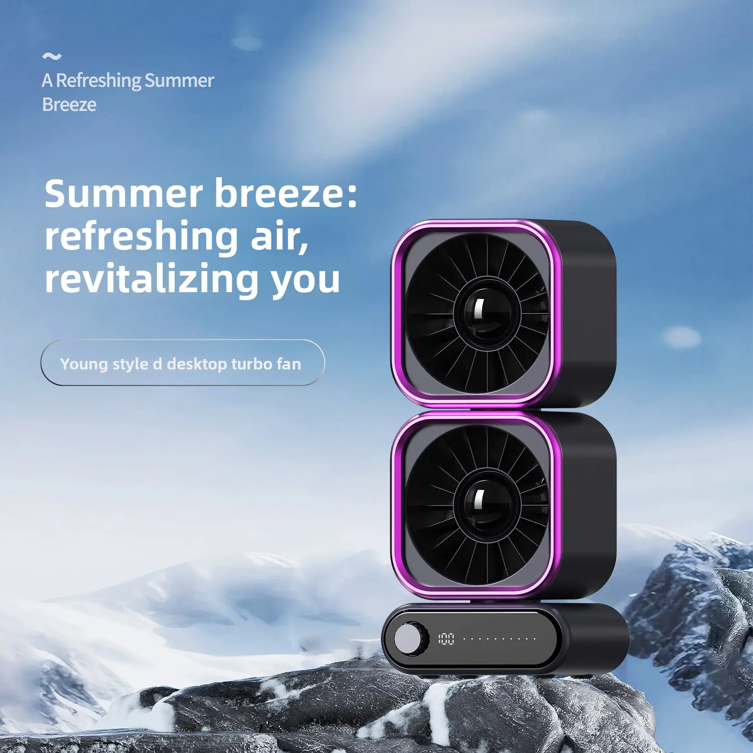 New Model Rechargeable Circulating Mini Fan - Digital Display, Silent, Powerful, Portable Handheld, USB-Powered Desktop Fan for Students, Summer Use, Portable Handheld Fan Protection