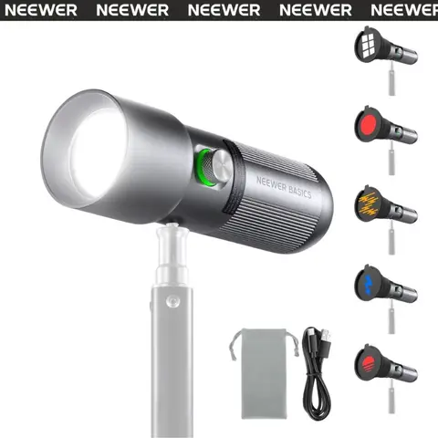 NEEWER FL10 RGB LED Photography Light, 10W Portable Spotlight 4 Colors 20 Gobo Filters Indoor /Outdoor Light for Party Decoration Vlog & Creative Shooting