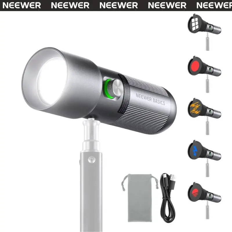 NEEWER FL10 RGB LED Photography Light, 10W Portable Spotlight 4 Colors 20 Gobo Filters Indoor /Outdoor Light for Party Decoration Vlog & Creative Shooting