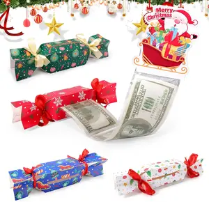 4PCS Christmas Money Box for Cash Gift Pull with 80 Transparent Bags Exploding Money Roll Creative Gift for Kids & Adults Festive Gifting