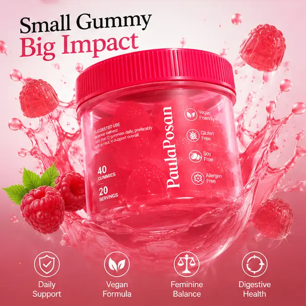 Women's PaulaPosan Edible Probiotic Cranberry Chewable Gummies - Vegan Dietary Supplement, 40 Count, 200g, 24-Month Shelf Life, Digestive Health Support, Soy-Free, Gluten-Free, Hypoallergenic