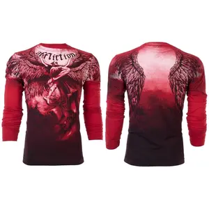 AFFLICTION Mens Long Sleeve UPWARD Crewneck T-Shirt (Red)
