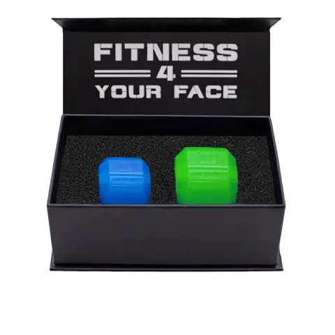 Jawzrsize Jaw Exerciser - Pop N Go Beginner Bundle Blue and Intermediate Green Jaw Trainer, Jaw Clenching Relief, Jawline Shaper and Neck Exerciser