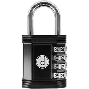 Padlock 4 Digit Combination Lock - for Gym School Locker, Outdoor Gate, Shed, Fence, and Storage - Weatherproof Metal - Keyless, Easy to Set, Resettable - Black