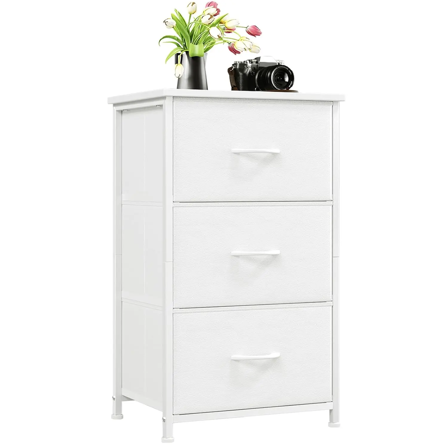 【Somdot】3-Drawer Fabric Storage Tower Organizer Cabinet Storage - Modern Dresser, Bedroom Closet & Entryway Indoor Furniture