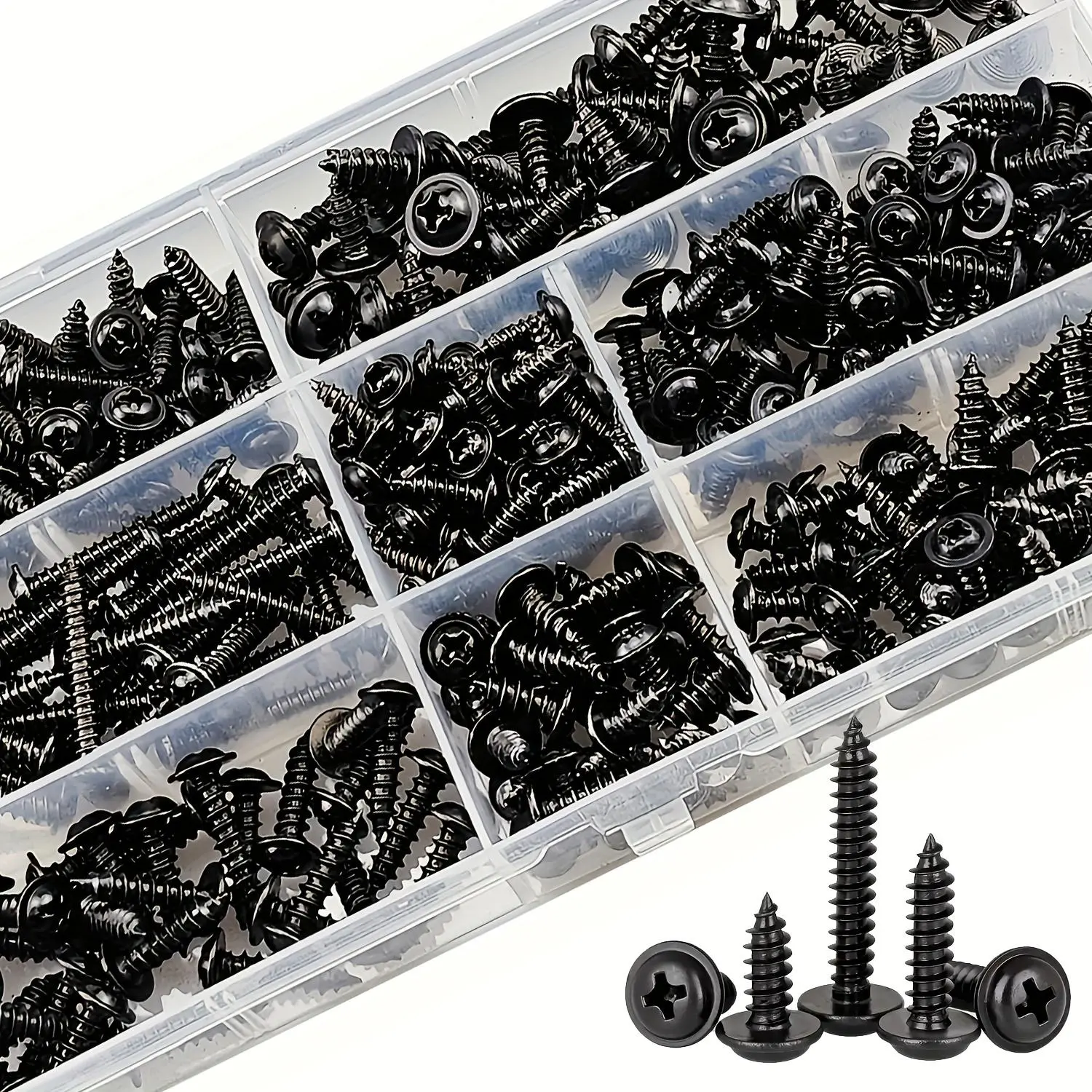 340pcs Self-Tapping Screw Set, M3-M4-M3.5-M4.8 Sizes, Pan Head Phillips Drive, Carbon Steel for Wood Furniture, Pan Head Screws, Wall Mounting Screws