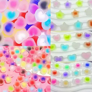 Ltty-P46-Mix Styles Matte Frosted Beads with Colorful Inner Core 5pcs per Bag