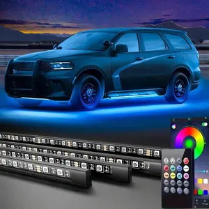 4 Pieces Of Car RGB Neon Lights With Wireless Remote Control. Bottom Changing Your Riding Experience: LED Underground Kit, Underglow Car, 16 Million Colors And Dynamic Chase, Atmospheric Glow - Simple Application And Remote Control For All Vehicles