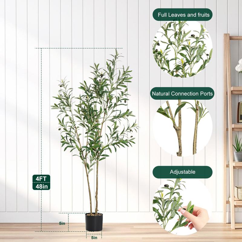 Valentine's Day Gift | DLDA 2-Piece 4Ft Faux Olive Tree with Lifelike Silk Leaves & Real-Wood Trunk for Home Office Decor Artificial Plants Decorative Fake Indoor Plants