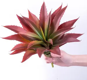 Succulents Plants Artificial Aloe Plant, 12.5Inch Large Faux Succulents Unpotted, Premium Crafting DIY Greenery Decor for Indoor & Outdoor(Red)