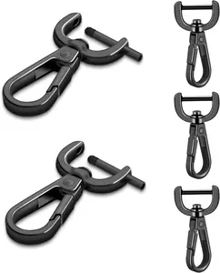 CooBigo 4Pack 5/8 Inch Detachable Snap Hook Swivel Clasp, Metal Swivel Lobster Claw Clasps for Paracord Lanyard, Purse Strap Clips Extender Hardware, Backpack Pendant, Pets Collar Accessory (Black)