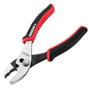 ARROW Slip Joint Pliers, 6 Inch High Carbon Steel Pliers Tool with Rust Resistant Finish, Comfortable TPR Handle, 3-Zone Jaw for Gripping, Tightening, or Loosening Nuts and Bolt