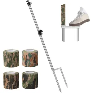 1 Pack Trail Camera Stand Mount Foldable Stainless Steel  Camera Stand Bracket 360? Adjustable 1/4''-20 (6mm) Screw Connection Trail Stake with Camo Wrap Tapes for  Cam Accessories