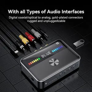 Wireless Audio Adapter 5.3, 2-In-1 Wireless Transmitter Receiver with LED Display and NFC, Multi-Port 3.5mm Aux Rca Fiber Coaxial USB