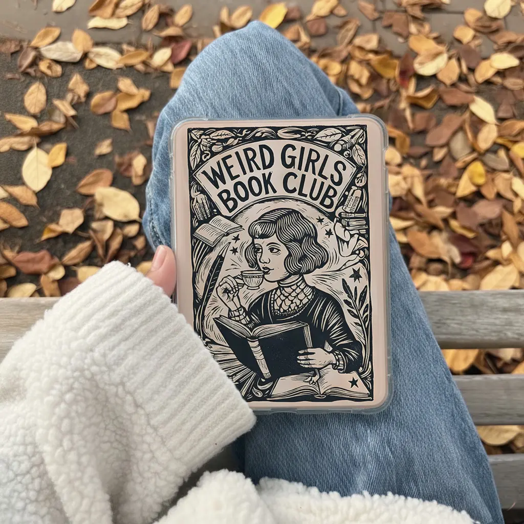 Weird Girls Book Club Kindle Insert for Clear Device Cases, Cozy Reads Aesthetic Decor, Book Lover Cozy Reading Accessory