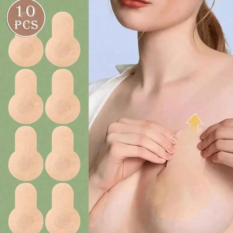 5 Pairs 8cm Disposable Bust Tape, Boob Tape, Push-Up Backless Bra Tape, Seamless Non-Woven Fabric, Ideal for Large Sizes, Sexy and No-Show Design, Strapless